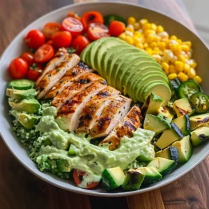 Grilled Chicken Salad with Creamy Avocado Dressing Recipe - Recipe Image