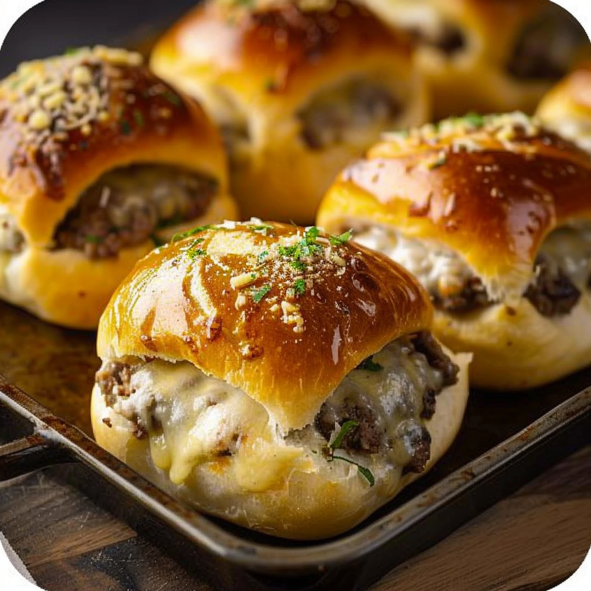Easy Garlic Parmesan Cheeseburger Bombs in 40 Minutes - Recipe Image