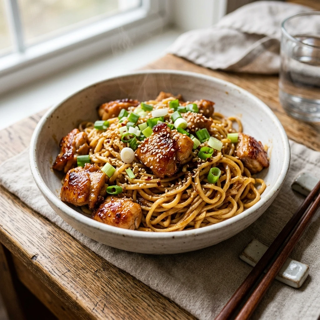 Sticky Garlic Chicken Noodles You’ll Crave Every Week - Recipe Image