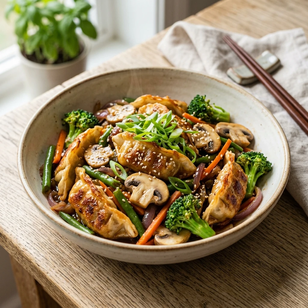 Quick Potsticker Stir Fry Dinner - Recipe Image