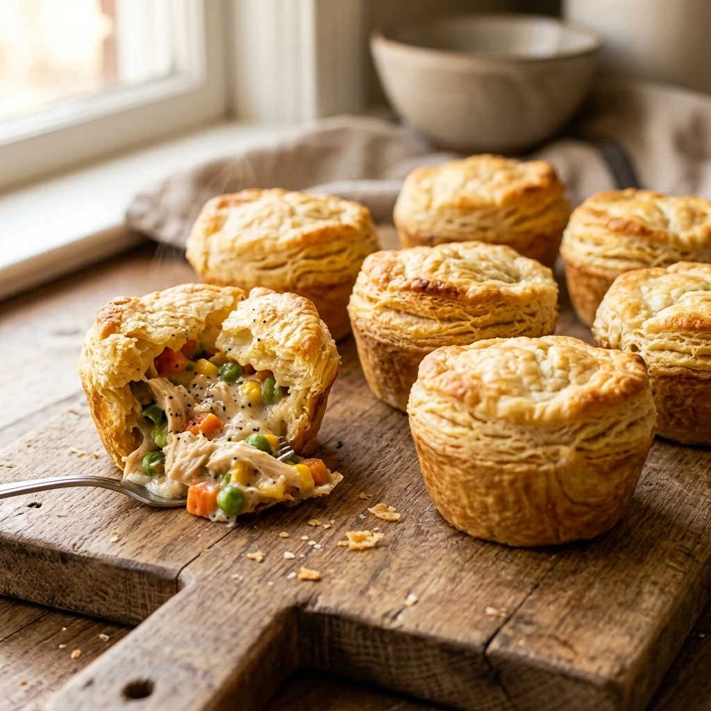 Easy Chicken Pot Pie Biscuit Cups - Recipe Image