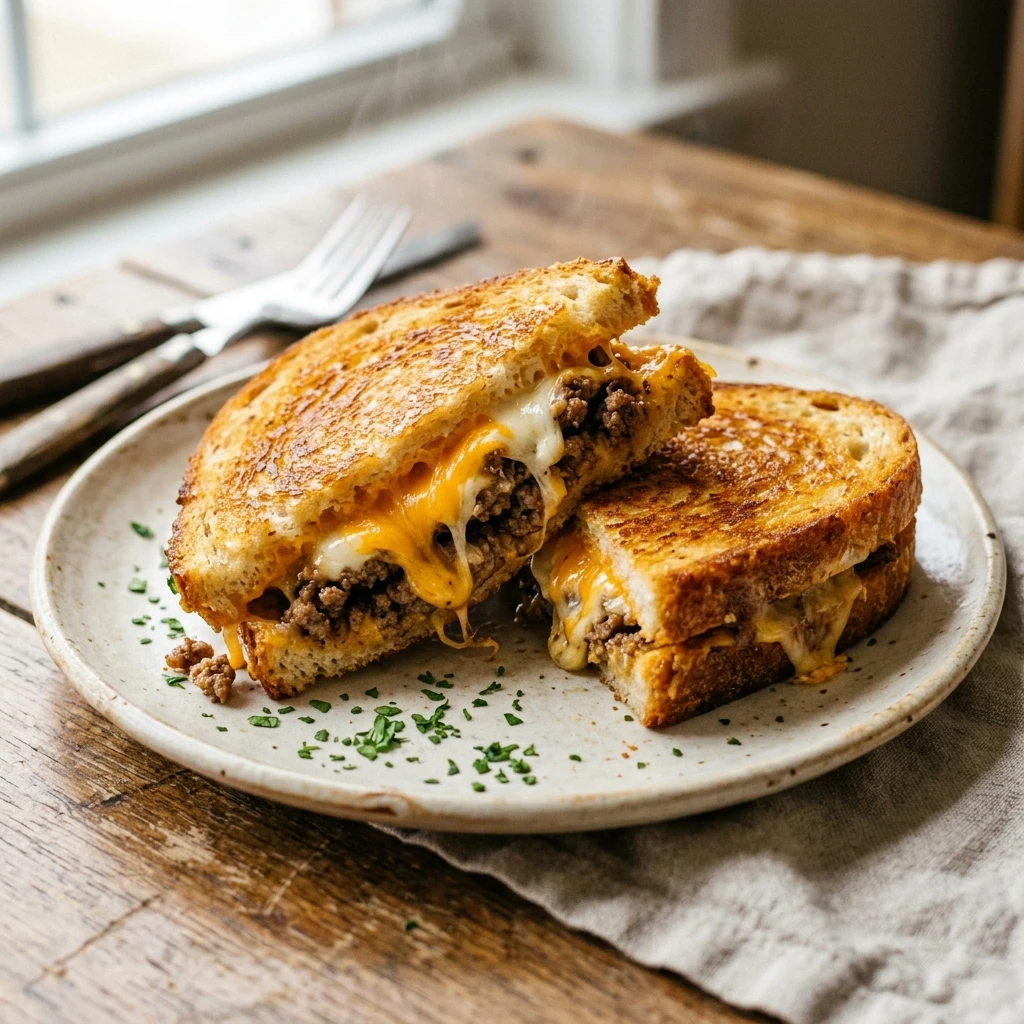 Ultimate Cheesy Ground Beef Melt With Irresistible Gooey Cheese - Recipe Image