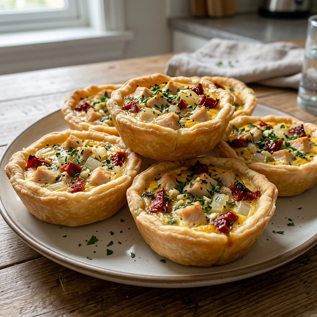 Mini Chicken Quiche Recipe with Sundried Tomatoes & Herbs - Recipe Image