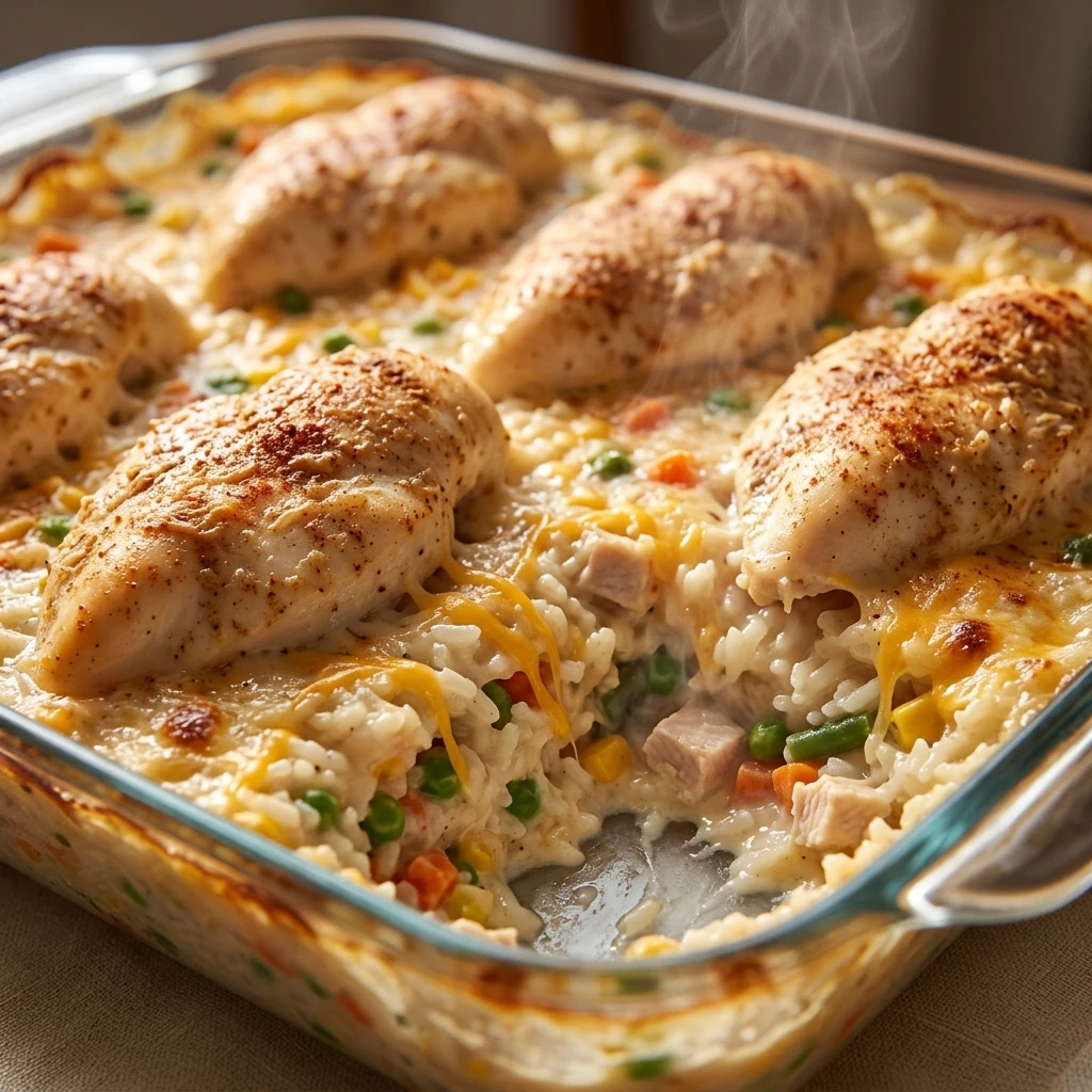 Easy Forgotten Chicken and Rice Casserole - Recipe Image