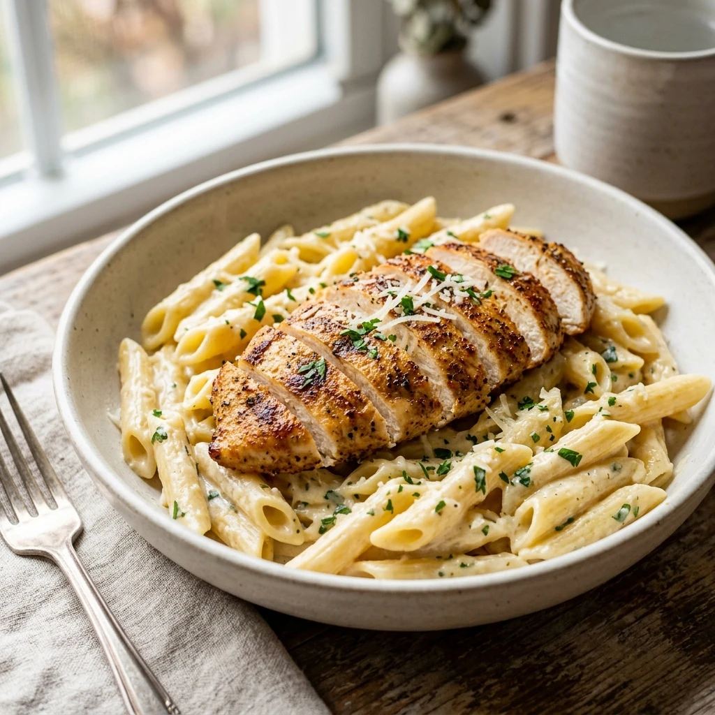 Creamy Crac Chicken Penne with Bacon and Ranch - Recipe Image